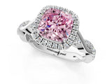 White gold Fancy Pink Cushion Cut Halo Twist Band with Four-Prong Setting_1