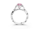 White gold Fancy Pink Cushion Cut Halo Twist Band with Four-Prong Setting_3