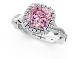 White gold Fancy Pink Cushion  Cut Halo Twisted Band Four-Prong Ring_21