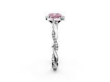 White gold Fancy Pink Cushion  Cut Halo Twisted Band Four-Prong Ring_22