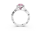 White gold Fancy Pink Cushion  Cut Halo Twisted Band Four-Prong Ring_23