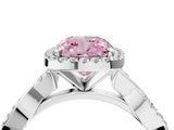 White gold Fancy Pink Cushion  Cut Halo Twisted Band Four-Prong Ring_24
