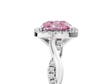 White gold Fancy Pink Cushion  Cut Halo Twisted Band Four-Prong Ring_25