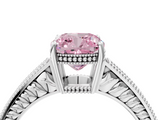 White gold Fancy Pink Cushion  Cut Milgrain Channel Set Engagement Ring with Solitaire Prong Setting_66