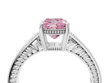 White gold Fancy Pink Cushion  Cut Milgrain Channel Set Engagement Ring with Solitaire Prong Setting_69