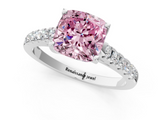 White gold Fancy Pink Cushion  Cut Pavé Band Solitaire Ring with Four-Prong Setting_23