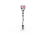 White gold Fancy Pink Cushion  Cut Pavé Band Solitaire Ring with Four-Prong Setting_24