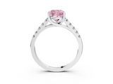 White gold Fancy Pink Cushion  Cut Pavé Band Solitaire Ring with Four-Prong Setting_25