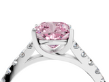 White gold Fancy Pink Cushion  Cut Pavé Band Solitaire Ring with Four-Prong Setting_26