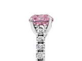 White gold Fancy Pink Cushion  Cut Pavé Band Solitaire Ring with Four-Prong Setting_27