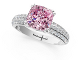 White gold Fancy Pink Cushion  Cut Pave Diamond Engagement Ring with Channel Set Band and Four-Prong Setting_21