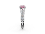 White gold Fancy Pink Cushion  Cut Pave Diamond Engagement Ring with Channel Set Band and Four-Prong Setting_22