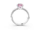 White gold Fancy Pink Cushion  Cut Pave Diamond Engagement Ring with Channel Set Band and Four-Prong Setting_23