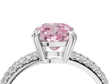 White gold Fancy Pink Cushion  Cut Pave Diamond Engagement Ring with Channel Set Band and Four-Prong Setting_24