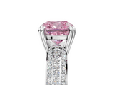 White gold Fancy Pink Cushion  Cut Pave Diamond Engagement Ring with Channel Set Band and Four-Prong Setting_25