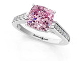 White gold Fancy Pink Cushion Cut Solitaire Cathedral Diamond Engagement Ring with Channel-Set Band and Four-Prong Setting_16