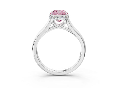 White gold Fancy Pink Cushion Cut Solitaire Diamond Engagement Ring with Four-Prong Setting and Tapered Band_15