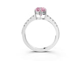 White gold Fancy Pink Cushion Cut Solitaire Diamond Engagement Ring with Pavé Band and Six-Prong Setting_15