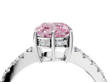 White gold Fancy Pink Cushion Cut Solitaire Diamond Engagement Ring with Pavé Band and Six-Prong Setting_16