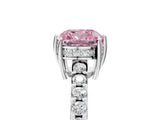 White gold Fancy Pink Cushion Cut Solitaire Diamond Engagement Ring with Pavé Band and Six-Prong Setting_17
