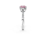 White gold Fancy Pink Cushion Cut Solitaire Diamond Engagement Ring with Pavé Band and Six-Prong Setting_26