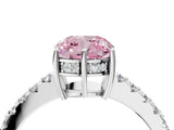 White gold Fancy Pink Cushion Cut Solitaire Diamond Engagement Ring with Pavé Band and Six-Prong Setting_28