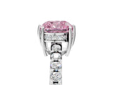 White gold Fancy Pink Cushion Cut Solitaire Diamond Engagement Ring with Pavé Band and Six-Prong Setting_29