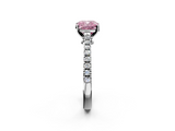 White gold Fancy Pink Cushion  Cut Solitaire Diamond Engagement Ring with Pave Band and Four-Prong Setting_149