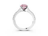 White gold Fancy Pink Cushion  Cut Solitaire Diamond Engagement Ring with Pave Band and Four-Prong Setting_150