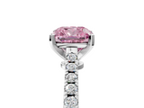 White gold Fancy Pink Cushion  Cut Solitaire Diamond Engagement Ring with Pave Band and Four-Prong Setting_152