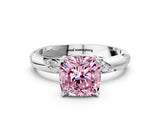 White gold Fancy Pink Cushion Cut Solitaire Diamond Engagement Ring with Twisted Pave Band and Four-Prong Setting_37