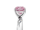 White gold Fancy Pink Cushion Cut Solitaire Diamond Engagement Ring with Twisted Pave Band and Four-Prong Setting_42