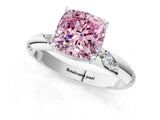 White gold Fancy Pink Cushion Cut Solitaire Diamond Engagement Ring with Twisted Pave Band and Four-Prong Setting_44