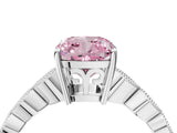 White gold Fancy Pink Cushion Cut Solitaire Diamond Ring with Infinity Twist Band and Four-Prong Setting_40