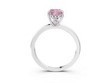 White gold Fancy Pink Cushion Cut Solitaire Diamond Ring with Prong Setting and Plain Band_15