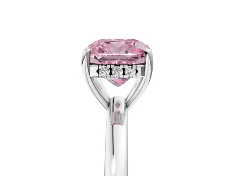 White gold Fancy Pink Cushion Cut Solitaire Diamond Ring with Prong Setting and Plain Band_17