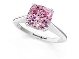 White gold Fancy Pink Cushion Cut Solitaire Diamond Ring with Six-Prong Setting and Classic Band_193