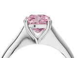 White gold Fancy Pink Cushion Cut Solitaire Diamond Ring with Six-Prong Setting and Classic Band_268