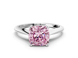 White gold Fancy Pink Cushion Cut Solitaire Diamond Ring with Six-Prong Setting and Classic Band_32