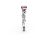 White gold Fancy Pink Cushion  Cut Solitaire Diamond Twisted Band with Pave Setting_84
