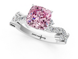 White gold Fancy Pink Cushion  Cut Solitaire Diamond Twisted Band with Pave Setting_85