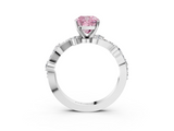 White gold Fancy Pink Cushion  Cut Solitaire Diamond Twisted Band with Pave Setting_87