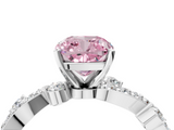 White gold Fancy Pink Cushion  Cut Solitaire Diamond Twisted Band with Pave Setting_88