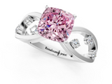 White gold Fancy Pink Cushion  Cut Solitaire Diamond with Side Stones on Criss-Cross Band and Four-Prong Setting_4