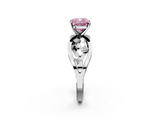 White gold Fancy Pink Cushion  Cut Solitaire Diamond with Side Stones on Criss-Cross Band and Four-Prong Setting_5