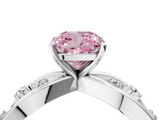 White gold Fancy Pink Cushion  Cut Solitaire Diamond with Side Stones on Criss-Cross Band and Four-Prong Setting_7