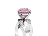 White gold Fancy Pink Cushion  Cut Solitaire Diamond with Side Stones on Criss-Cross Band and Four-Prong Setting_8
