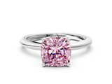 White gold Fancy Pink Cushion  Cut Solitaire Engagement Ring with Four-Prong Setting and Classic Band_20