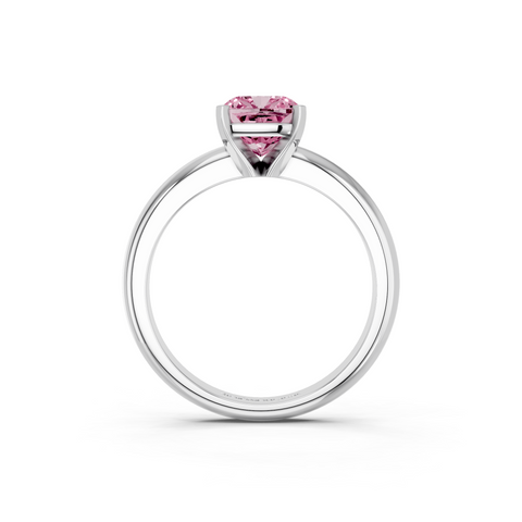 White gold Fancy Pink Cushion  Cut Solitaire Engagement Ring with Round Band and Four-Prong Setting_24