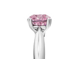 White gold Fancy Pink Cushion  Cut Solitaire Engagement Ring with Tapered Band and Four-Prong Setting 5